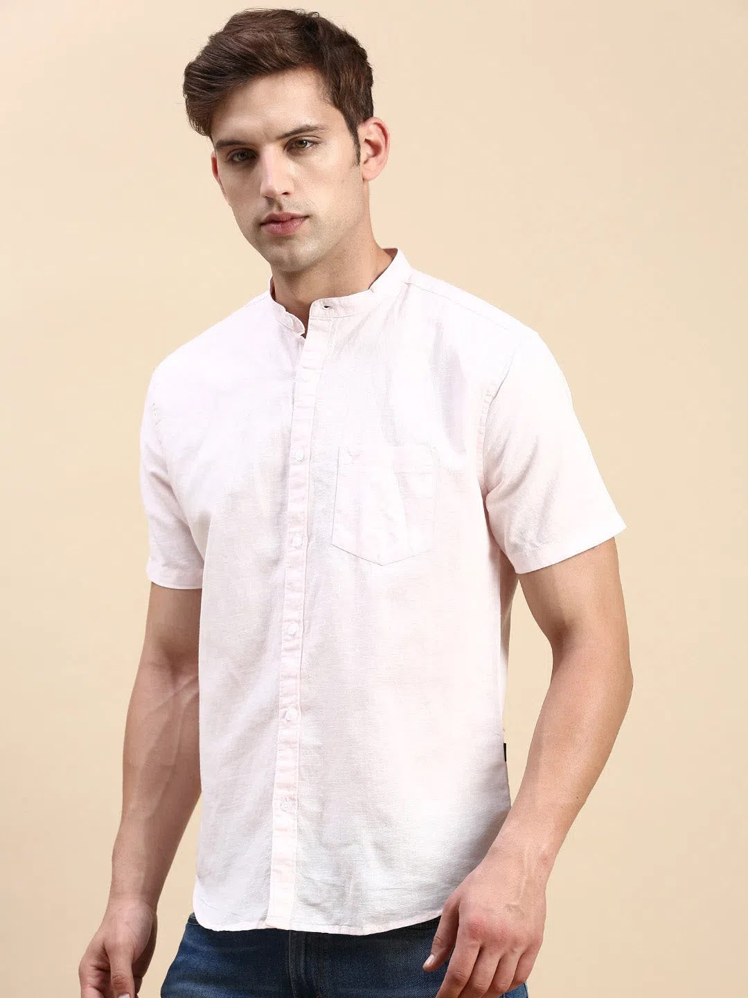 Men's Pink Solid Cotton Casual Shirt - DesiQlo Style