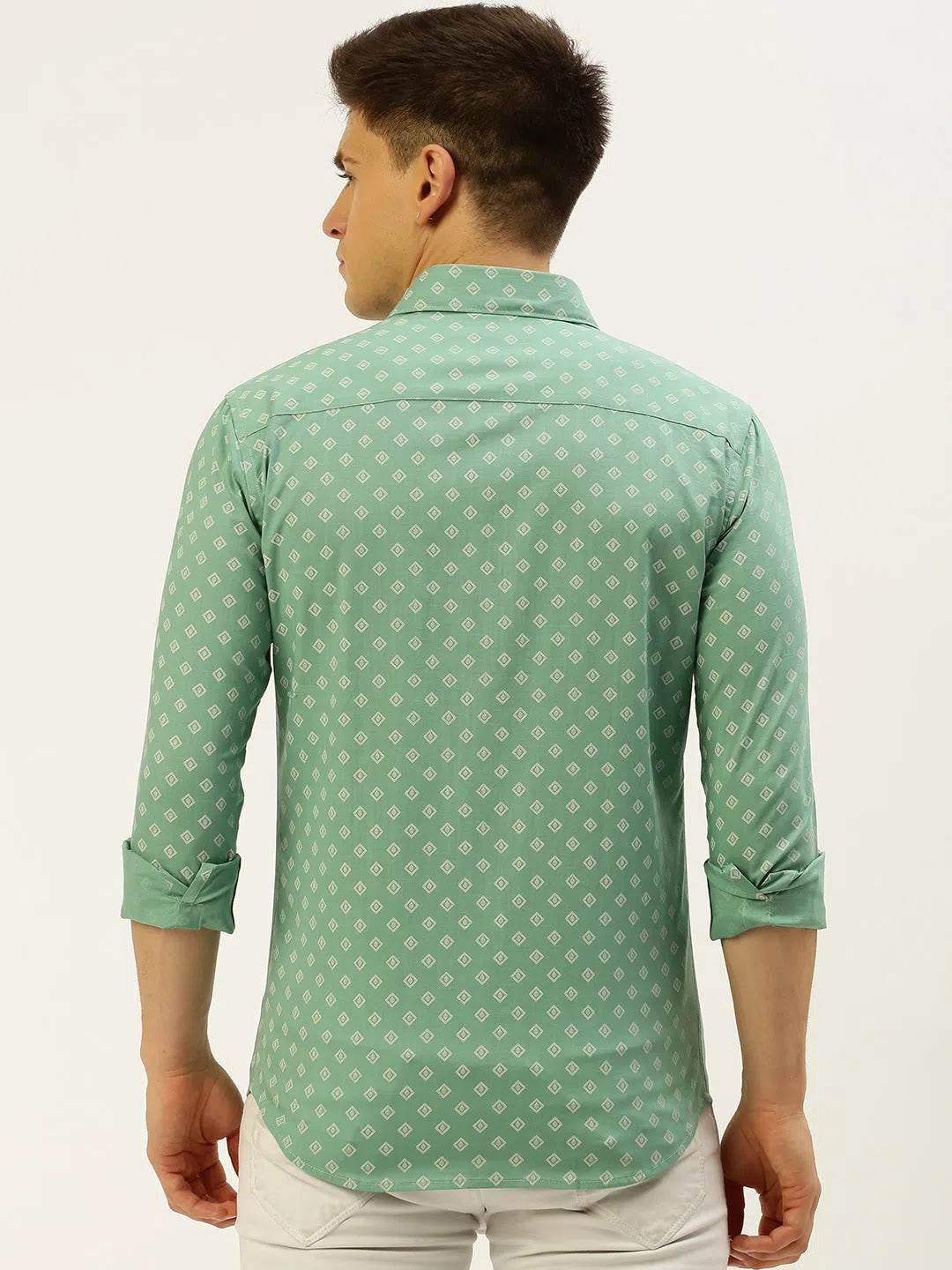 Men's Printed Cotton Shirt | Casual Mens Shirt Seagreen