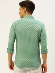 Men Green Printed Casual Shirt-FLIORIONIEPRINT-3512-Seagreen