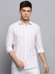 Men White Checked Casual Shirt-PEISKOSCHECKS-3425-White