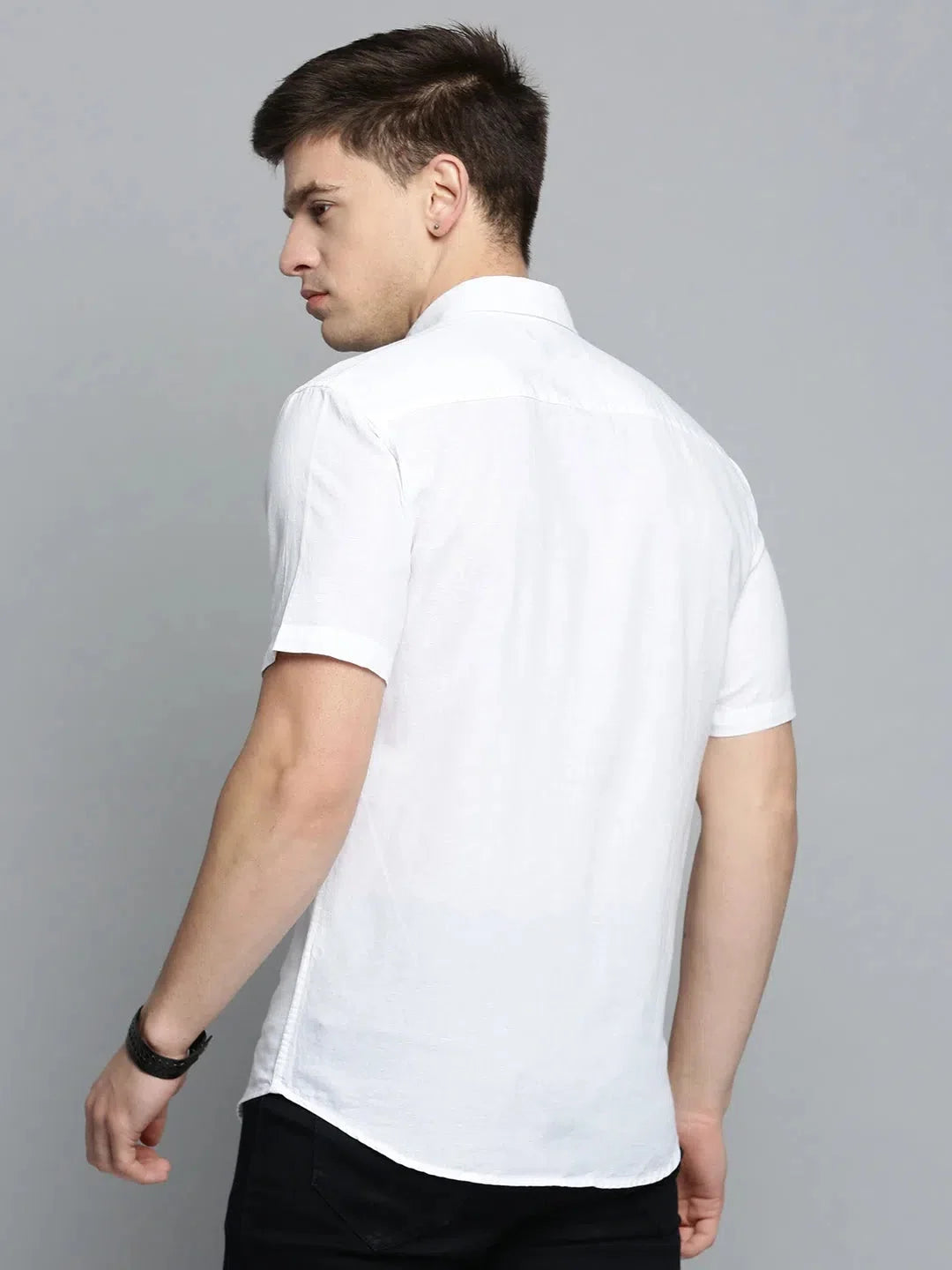 Mens Linen Shirt - White Solid Casual Shirt | DesiQlo