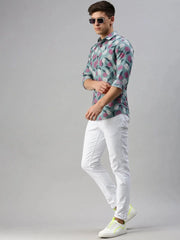 Men Green Printed Casual Shirt-EECOPRINT-2054-Seagreen