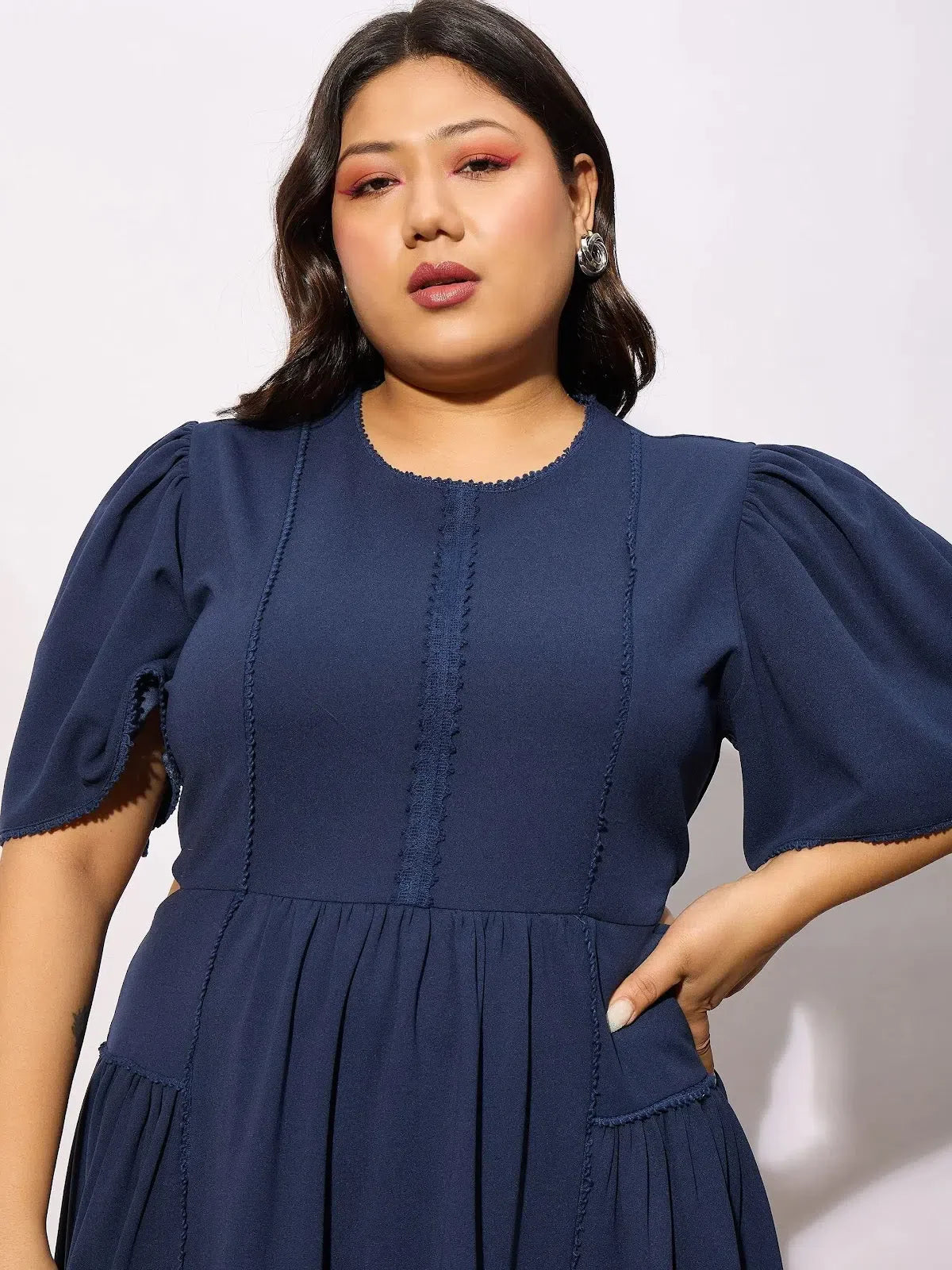 Navy Frill Skater Dress | Women's Ethnic Lehenga Choli Set