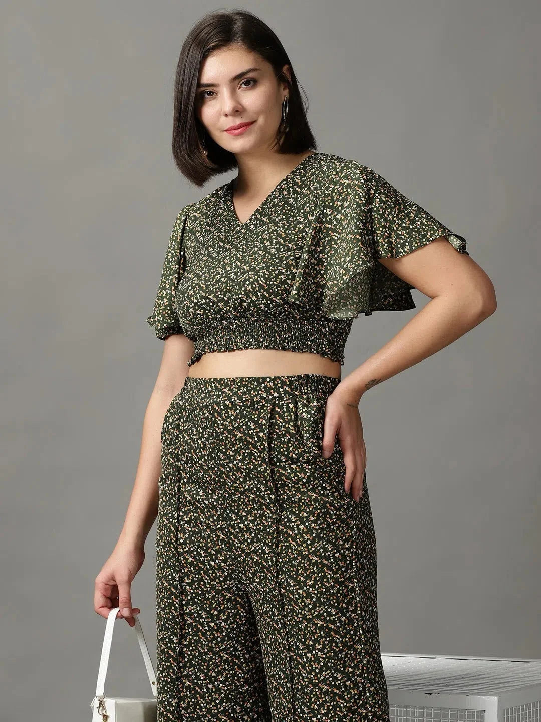Green Printed Co Ord Sets for Women | Viscose Two Piece Sets