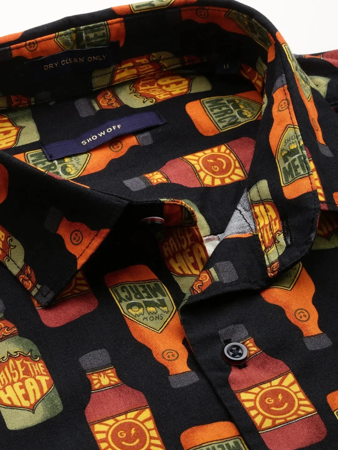 Men's Black Printed Cotton Shirt - Stylish & Unique