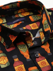 Men Black Printed Casual Shirt-ELICAPRINT-4823-Black