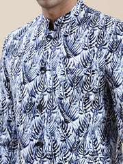Men White Printed Casual Blazer-SOBLZ-71-12-White