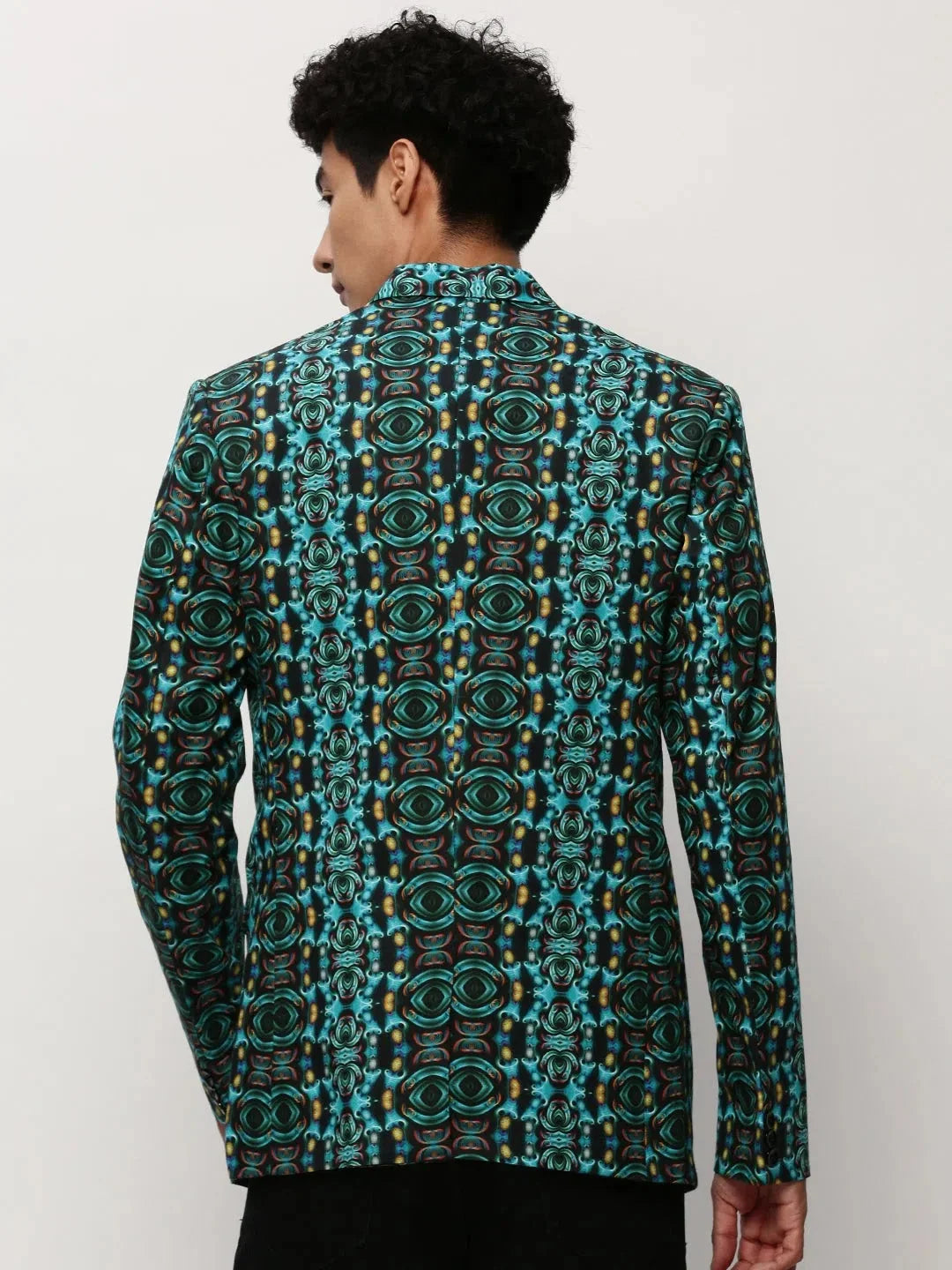 Men's Blue Printed Nehru Jacket | Indian Nehru Jacket