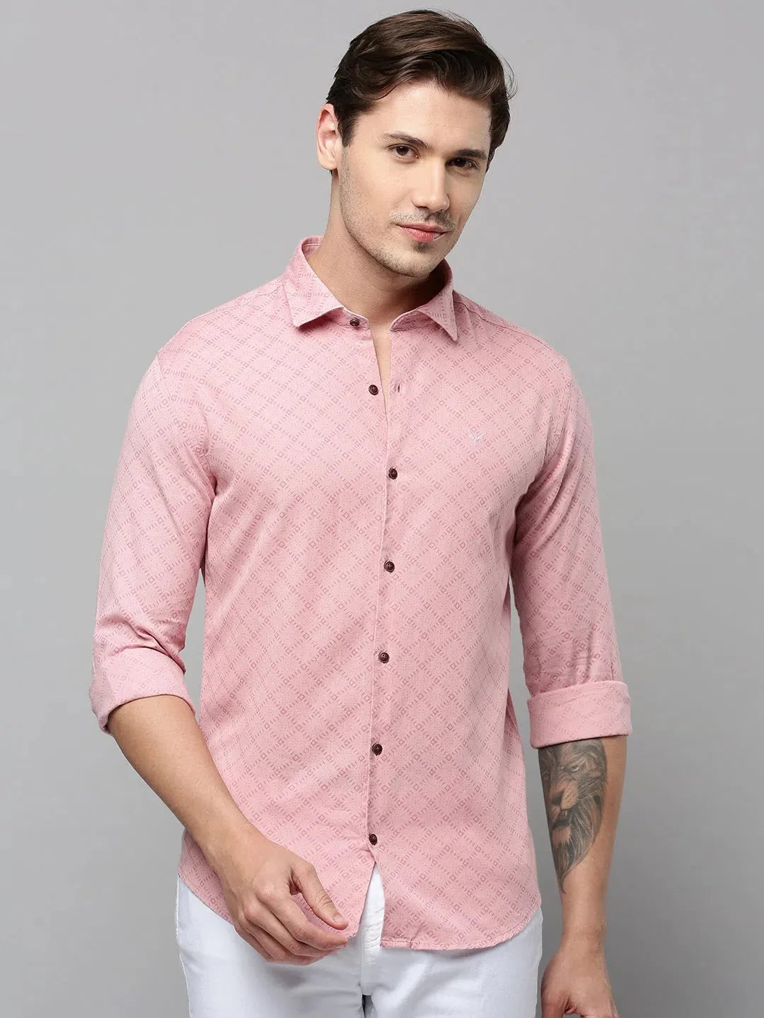 Pink Printed Cotton Mens Shirt | Stylish Casual Shirts
