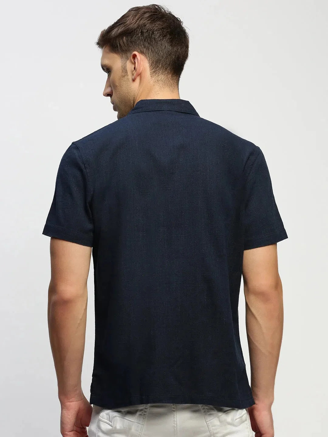 Men's Navy Blue Solid Cotton Shirt - Classic Mens Shirt