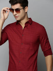 Men Maroon Printed Casual Shirt-HARPERPRINT-1694-Maroon
