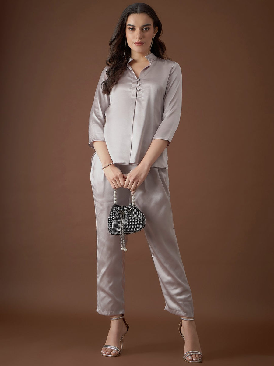 Silver Box Pleat Shirt & Pants: Women's Lehenga Style