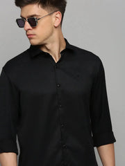 Men Black Solid Formal Shirt-NECKAMPLAIN-3160-Black