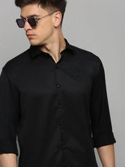 Men Black Solid Formal Shirt-NECKAMPLAIN-3160-Black