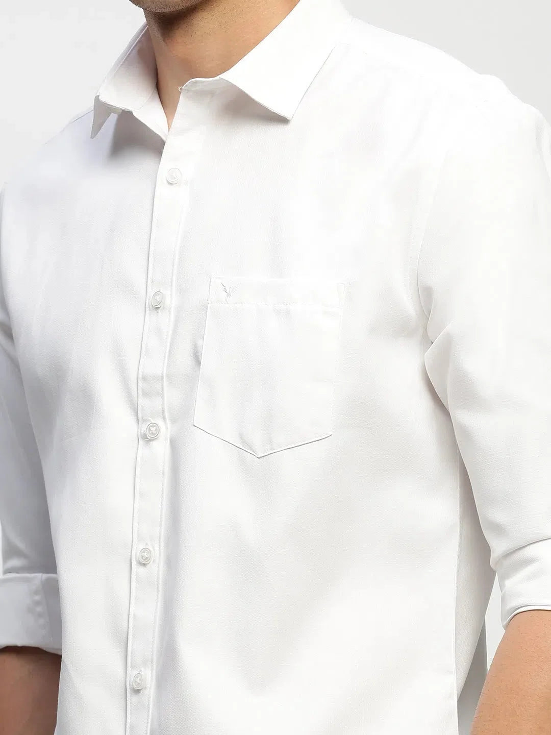 Men's White Cotton Formal Shirt | DesiQlo Solid Design