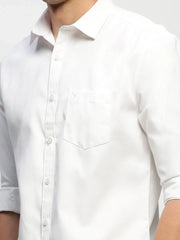 Men White Solid Shirt-RAYMONDSDOBBY-263-White