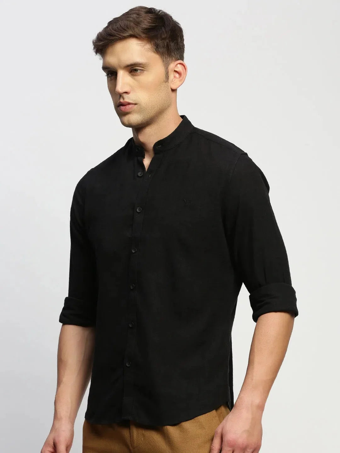 Stylish Black Solid Cotton Mens Shirt | DesiQlo Formal Shirts