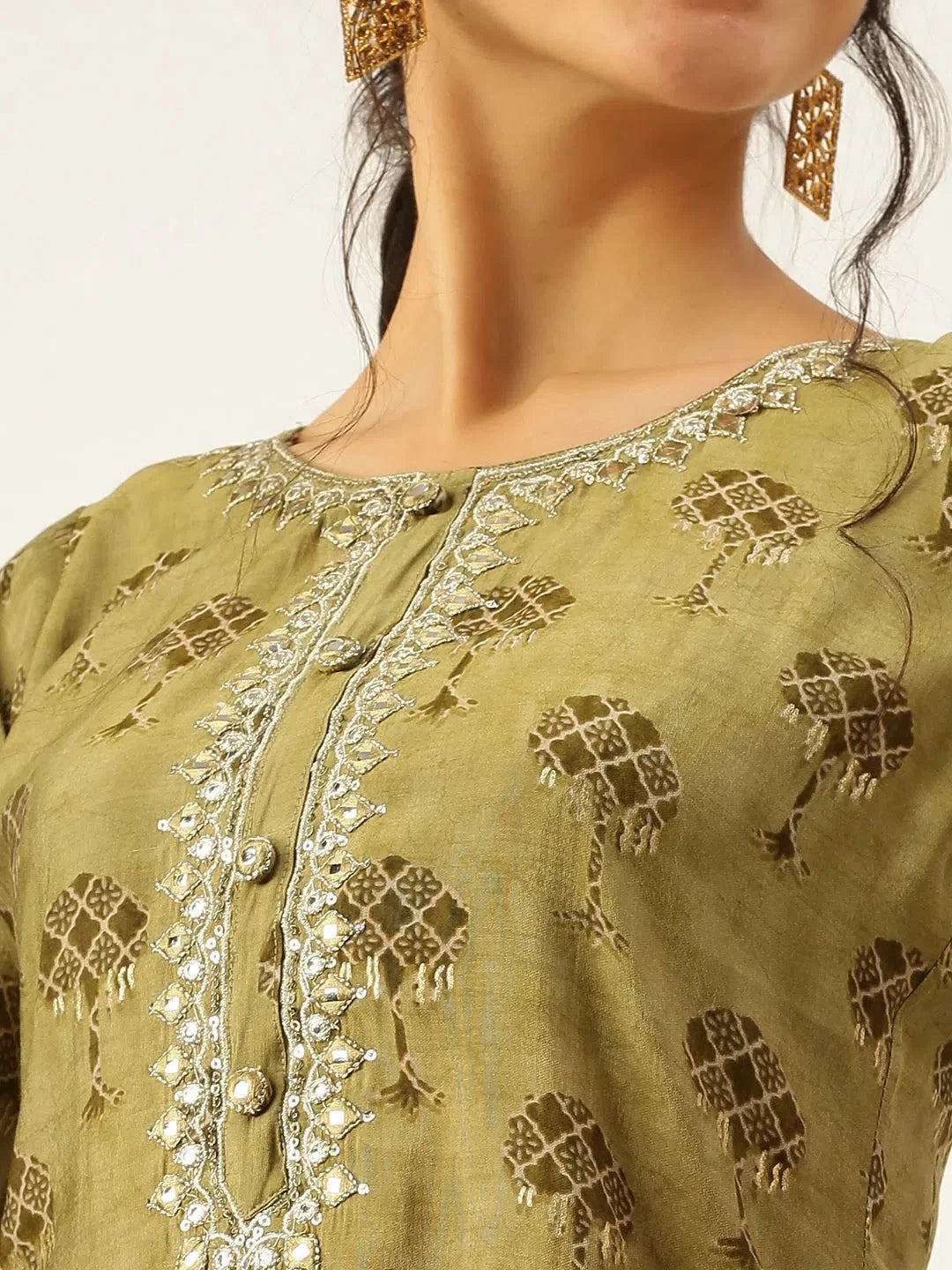 Green Printed Women's Kurta Sets | Indian Kurta Sets