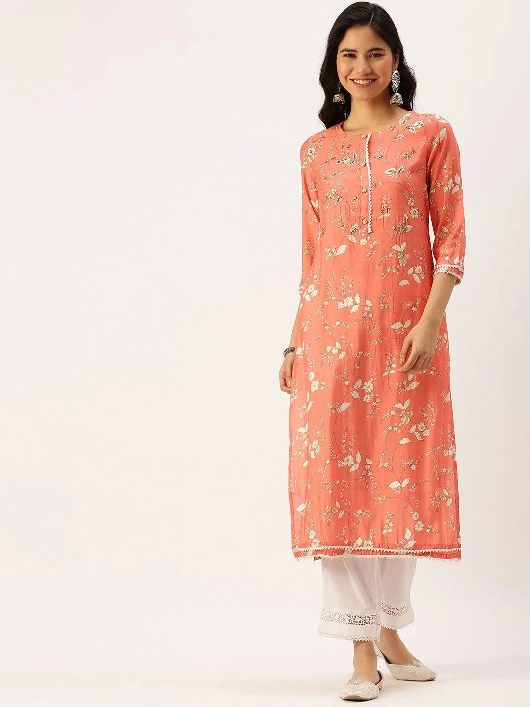 Women's Pink Printed Kurta Sets | Cotton Designer Kurta Sets