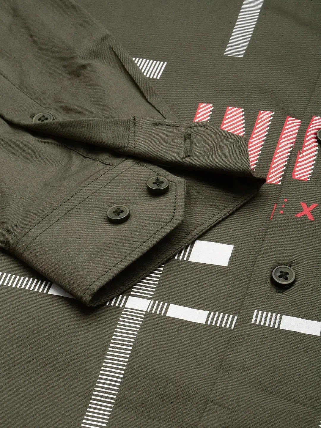 Olive Printed Mens Shirt | Casual Cotton Shirt - DesiQlo