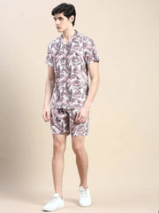 Men White Printed Casual Co ord Set-AM-90-13-Offwhite