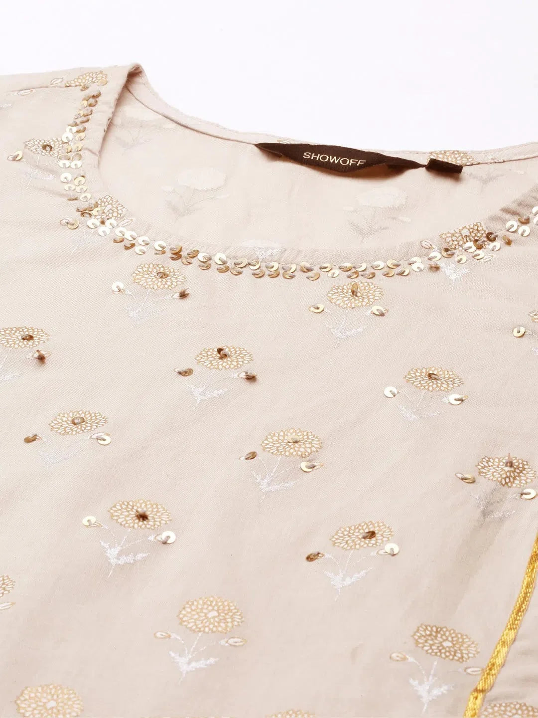 Grey Printed Women's Kurta Set | Floral Cotton Kurta Sets