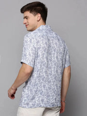 Men White Printed Casual Shirt-RESORTPRINT-3183-White