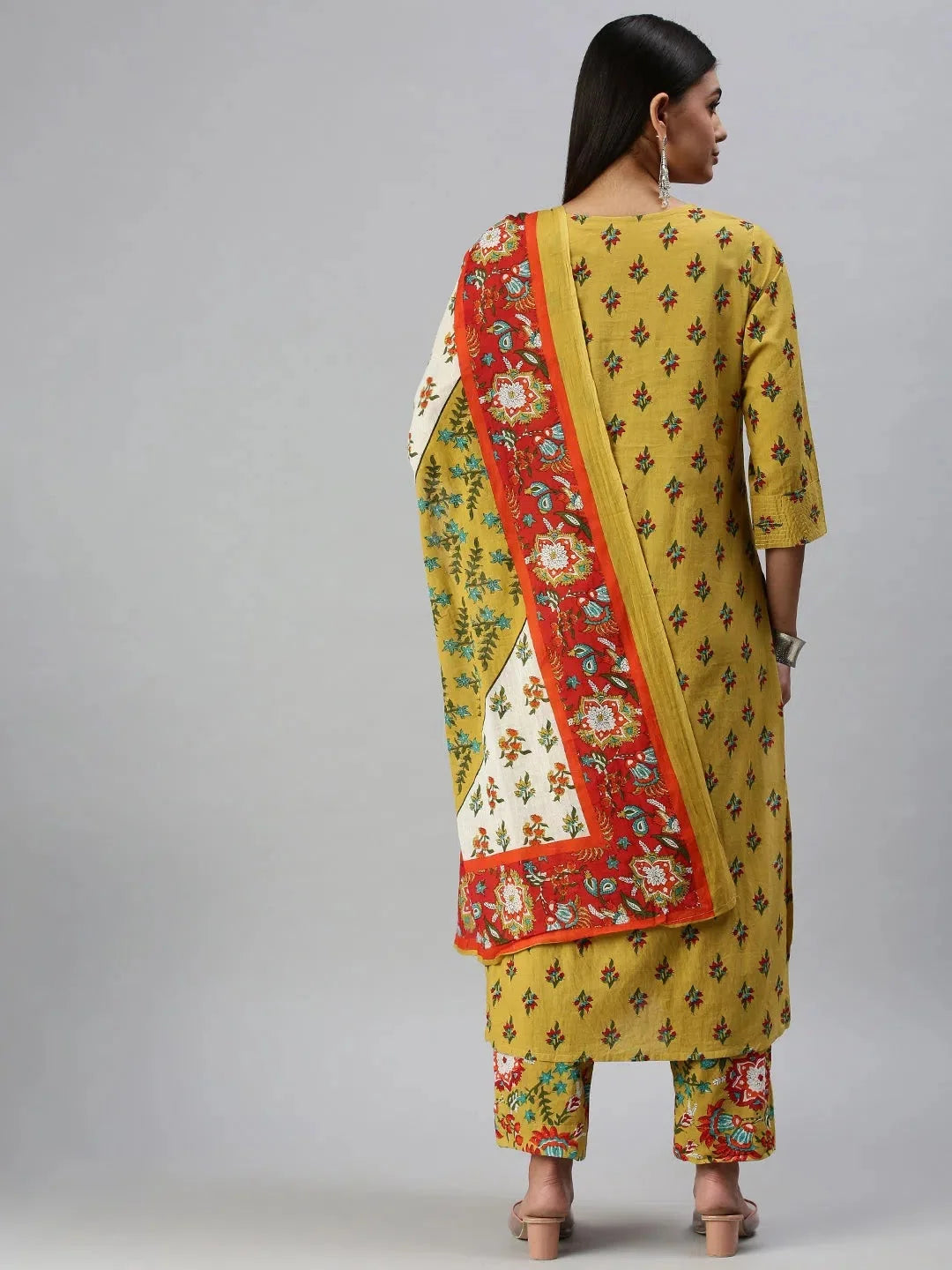 Mustard Printed Kurta Sets | Cotton Indian Kurta Sets for Women
