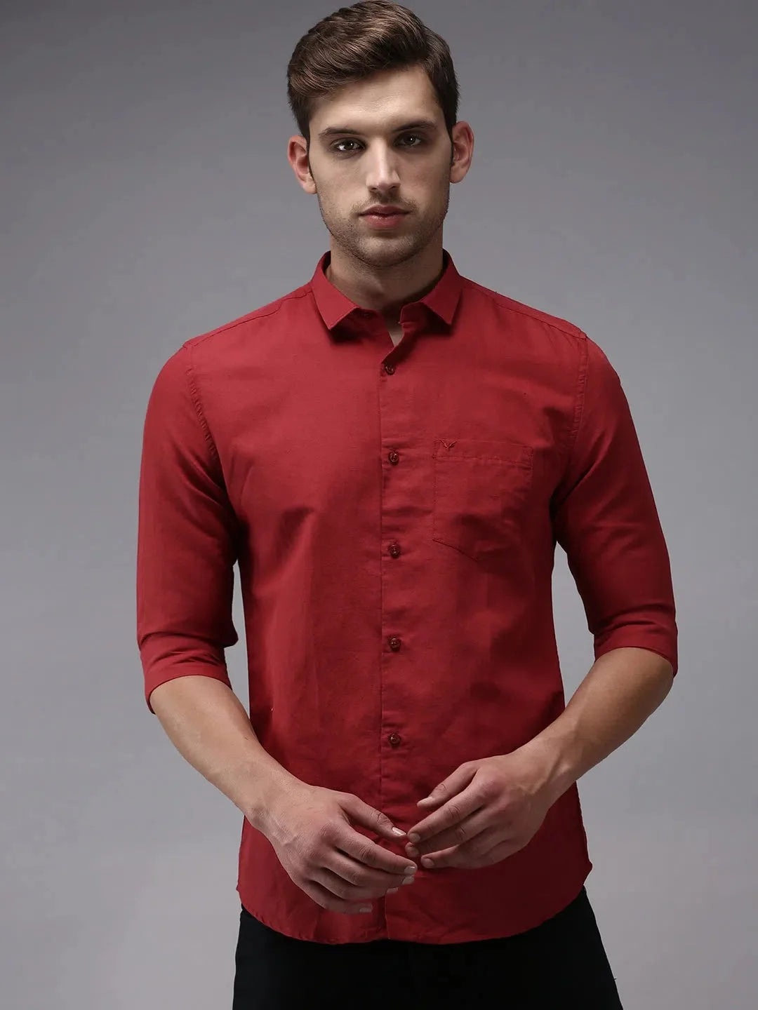 Burgundy Solid Mens Shirt - DesiQlo Cotton Casual Shirt