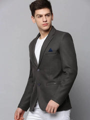 Men Grey Solid Blazer-AR-030-Grey