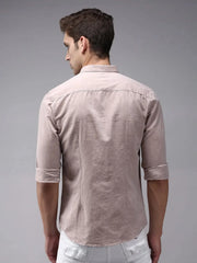 Men Beige Solid Casual Shirt-COLINLINEN-1331-Beige