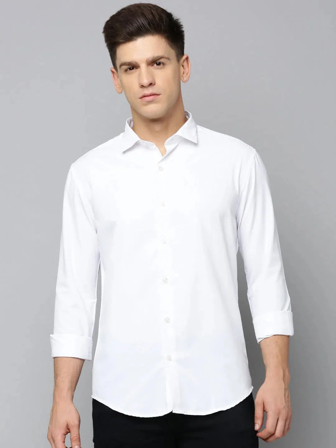 Shop White Solid Mens Shirt - Cotton Casual Shirt | DesiQlo