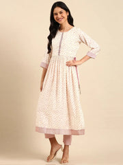 Women's Cream Printed Kurta SetKC-820-Cream