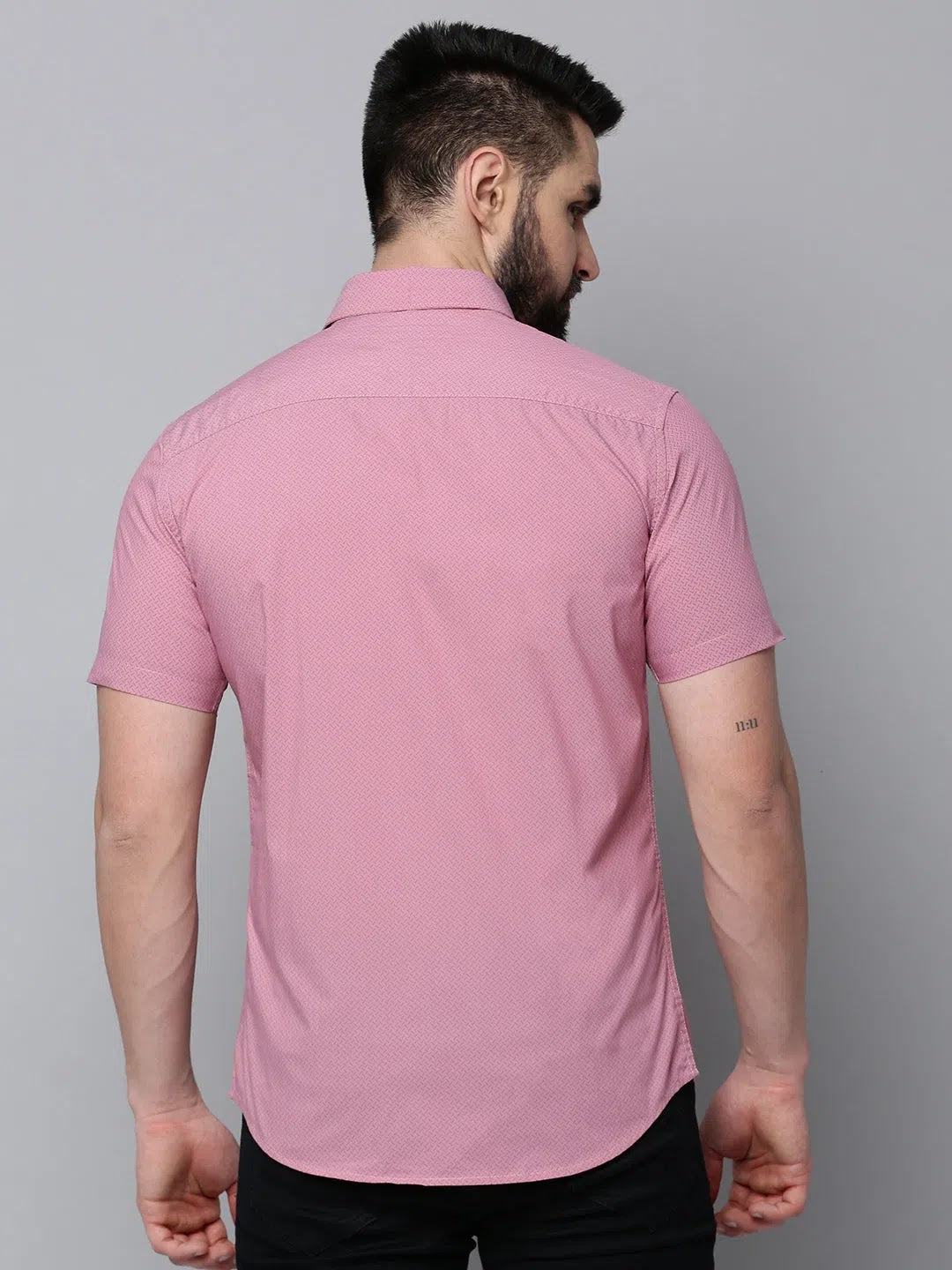Mauve Printed Mens Shirt - Casual Cotton Shirt by DesiQlo