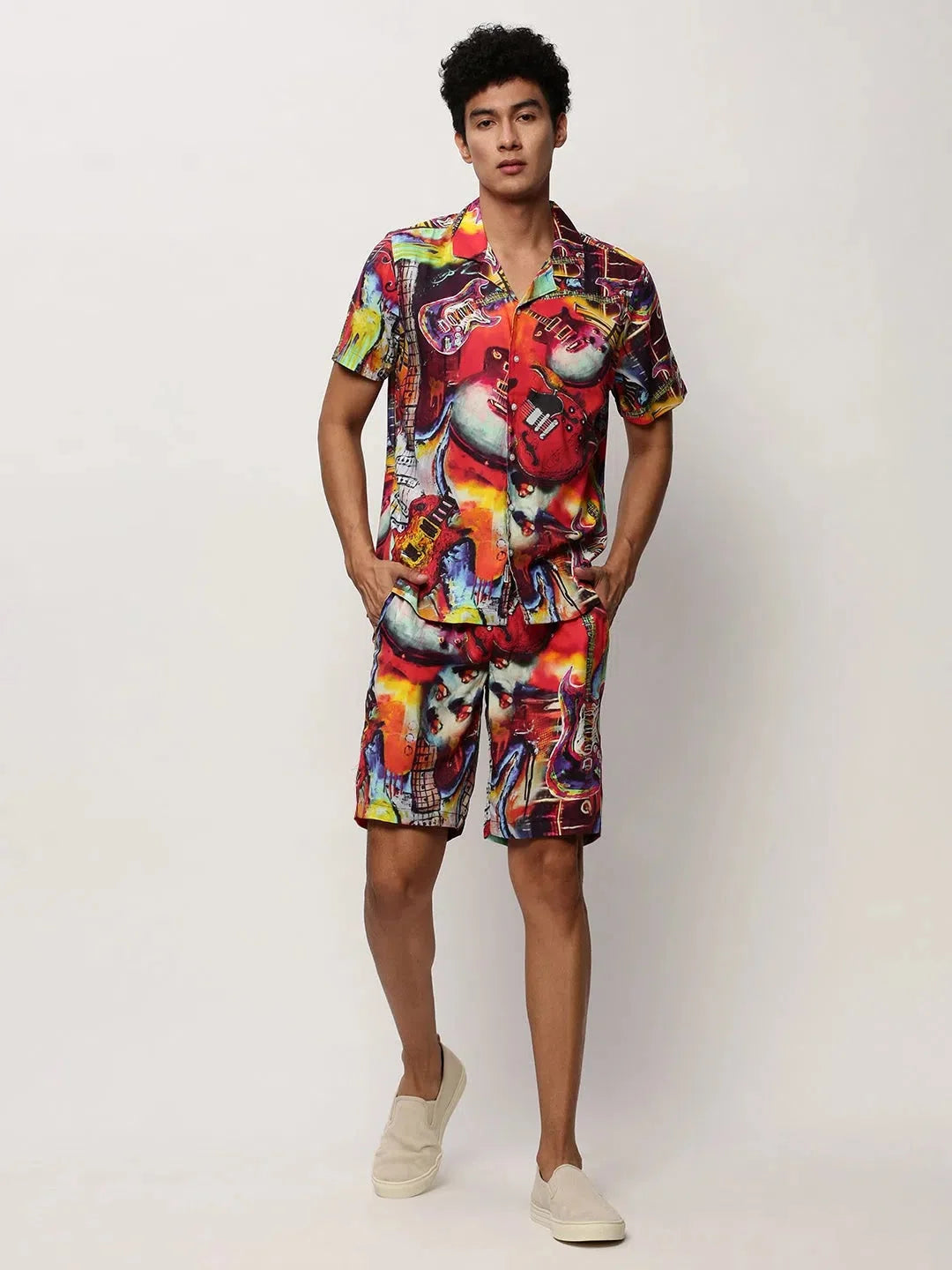 Men's Coral Printed Co ord Sets | Casual Cotton Two Piece Sets