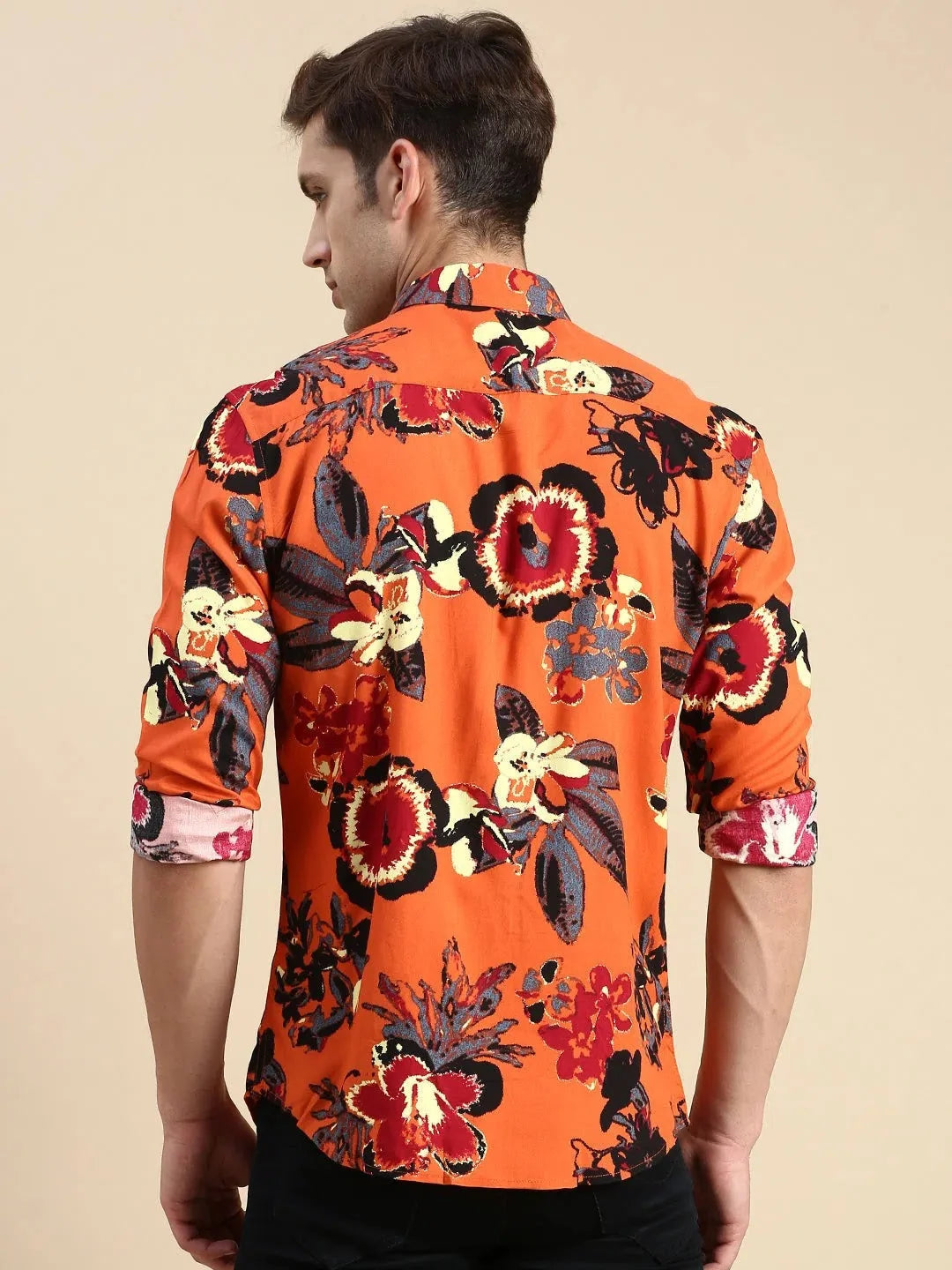 Men's Rust Printed Cotton Shirt | Casual Mens Shirt