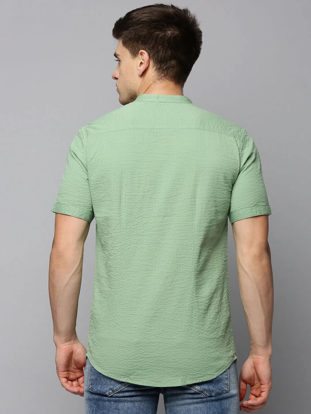 Stylish Men's Green Solid Cotton Shirt | Casual & Stylish