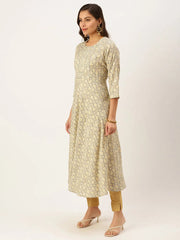 Women's Grey Printed A-Line Kurtas-HO-1440-Grey