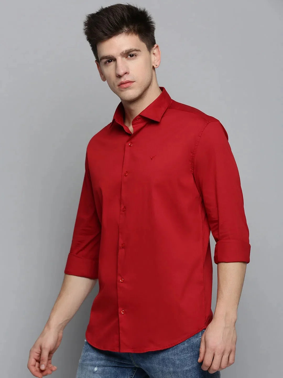 Red Solid Cotton Shirt - DesiQlo Casual & Formal Shirts for Men