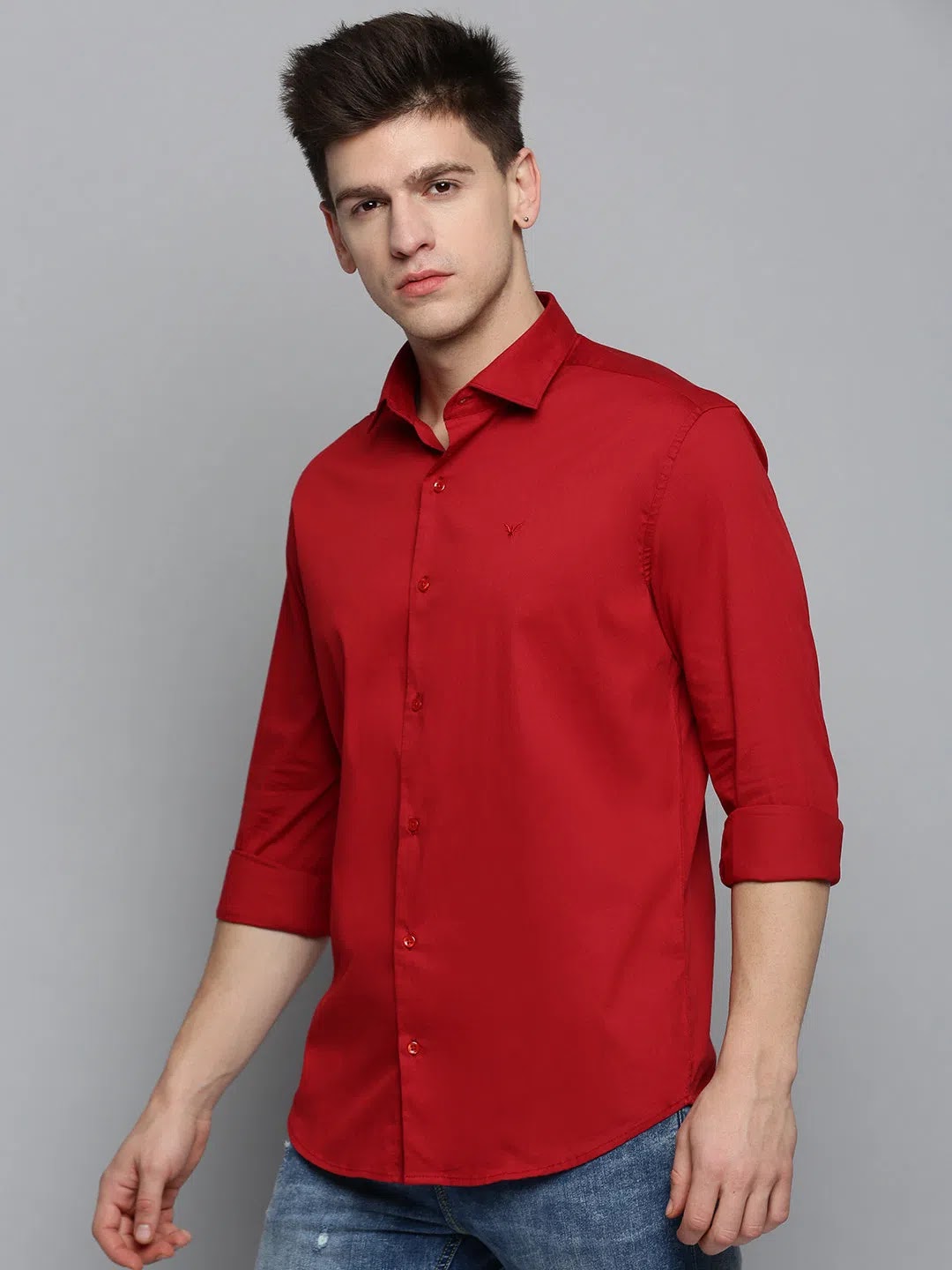 Red Solid Cotton Shirt - DesiQlo Casual & Formal Shirts for Men