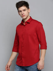 Men Red Solid Casual Shirt-KNOXPLAIN-4492-Red
