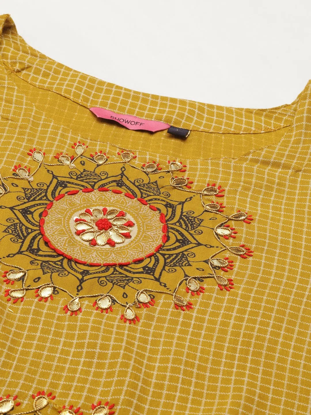Green Checked Kurta Set | Cotton Women's Kurta Sets Online