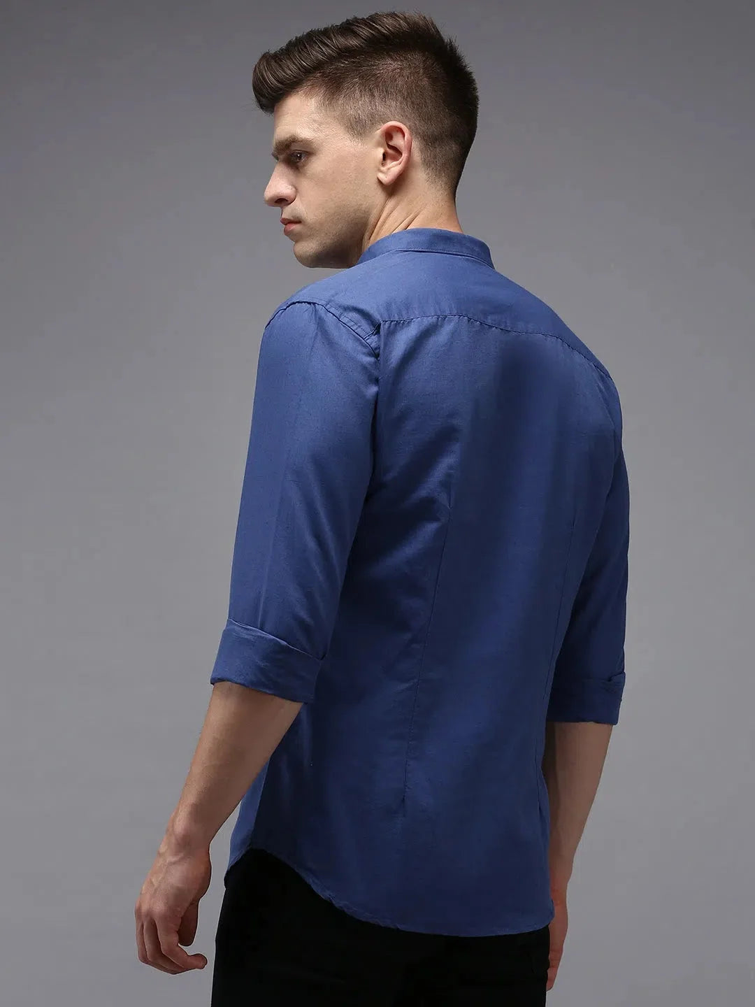 Trendy Navy Blue Solid Mens Shirt - Cotton Formal Shirts | DesiQlo