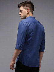 Men Blue Solid Casual Shirt-COLINLINEN-1338-Navyblue