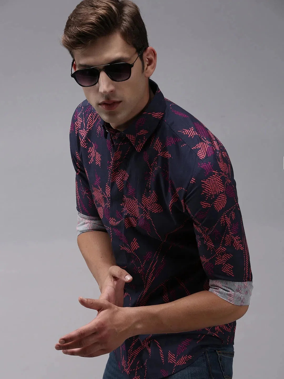 Men's Blue Printed Cotton Shirt | Stylish Casual Shirt