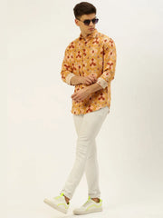 Men Yellow Printed Casual Shirt-REPLAYPRINTSLINEN-3454-Mustard