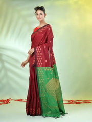 Purple Cotton Saree With Zari Borders-MA64BCT401190048