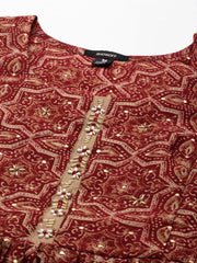 Women's Maroon Printed Kurta SetKC-1029-Maroon