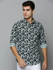 Men Black Printed Casual Shirt-HARPERPRINT-1700-Black