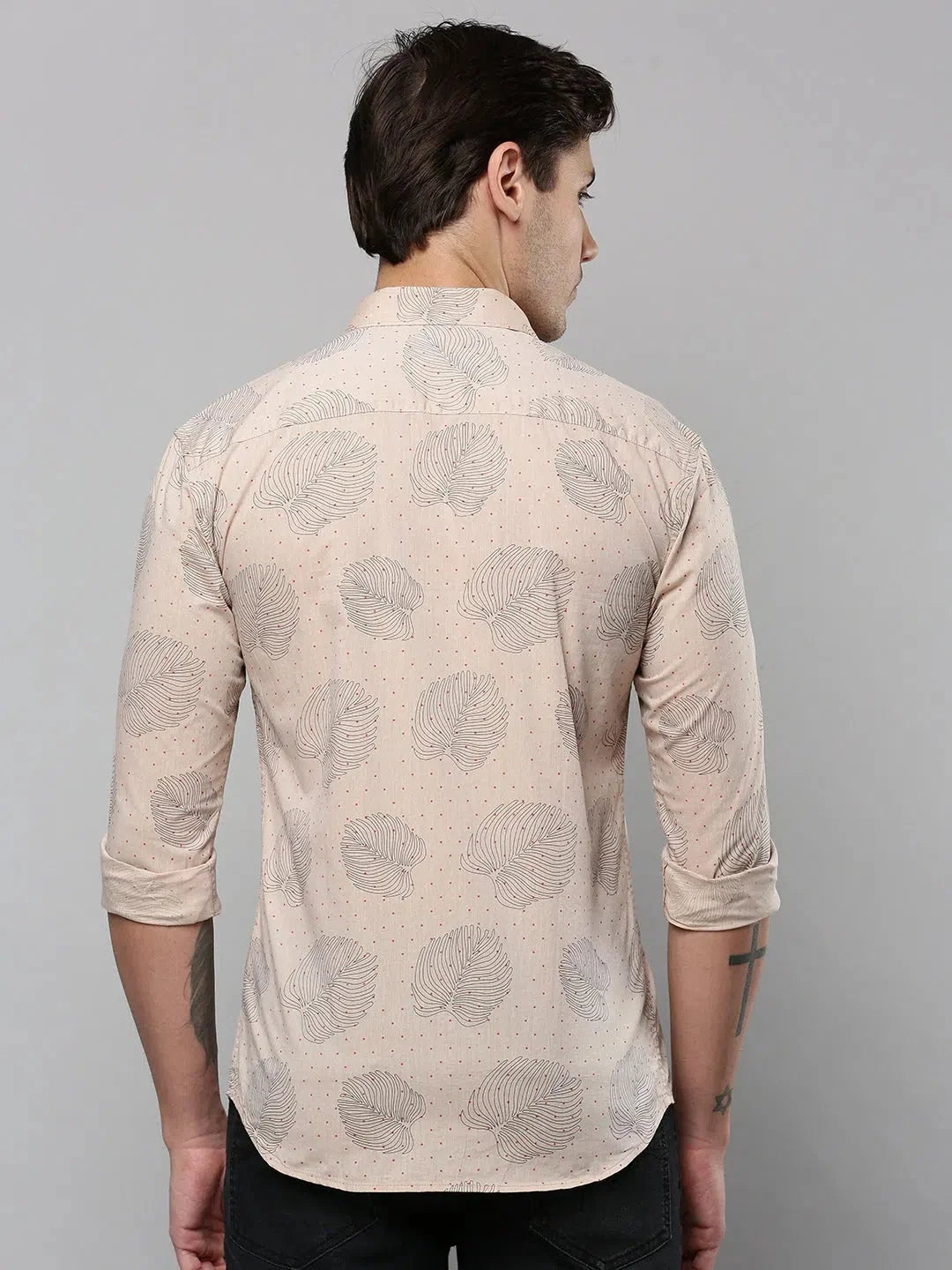 Trending Beige Printed Mens Shirt - Cotton Casual Shirt | DesiQlo